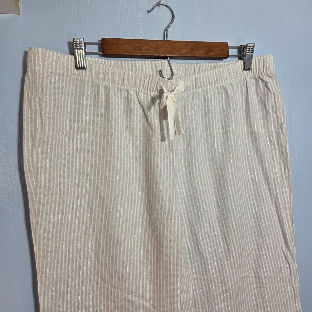 Gapbody Large Light Gray Metallic Drawstring Lightweight Cotton Lounge Pants - Picture 5 of 10